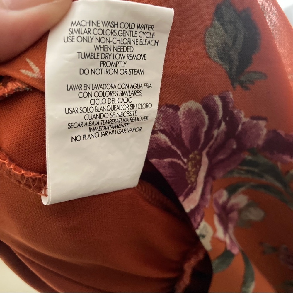 Speechless Floral Chiffon Dress Girls 12 Rust Orange Long Sleeve Lined - Picture 15 of 15